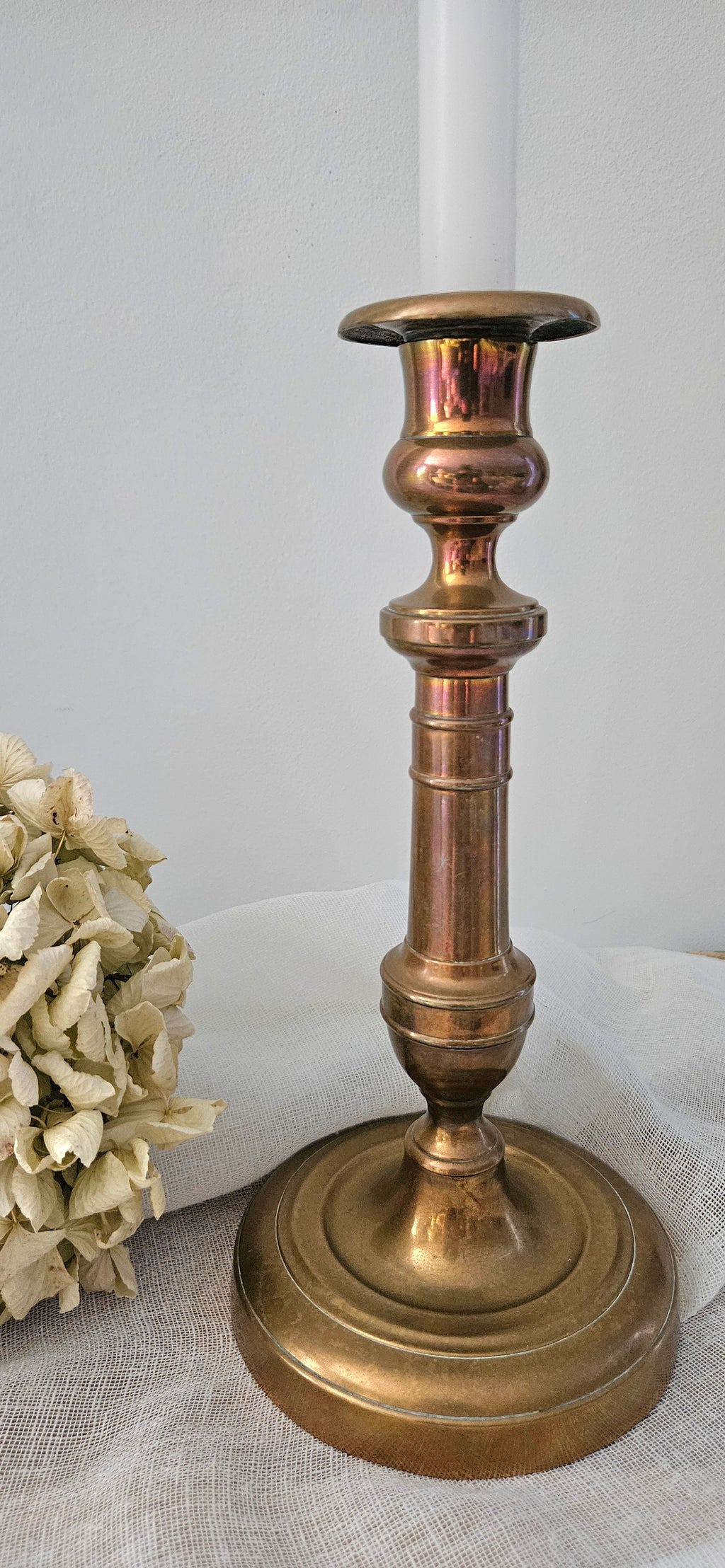 Bougeoir ancien en laiton 26 cm