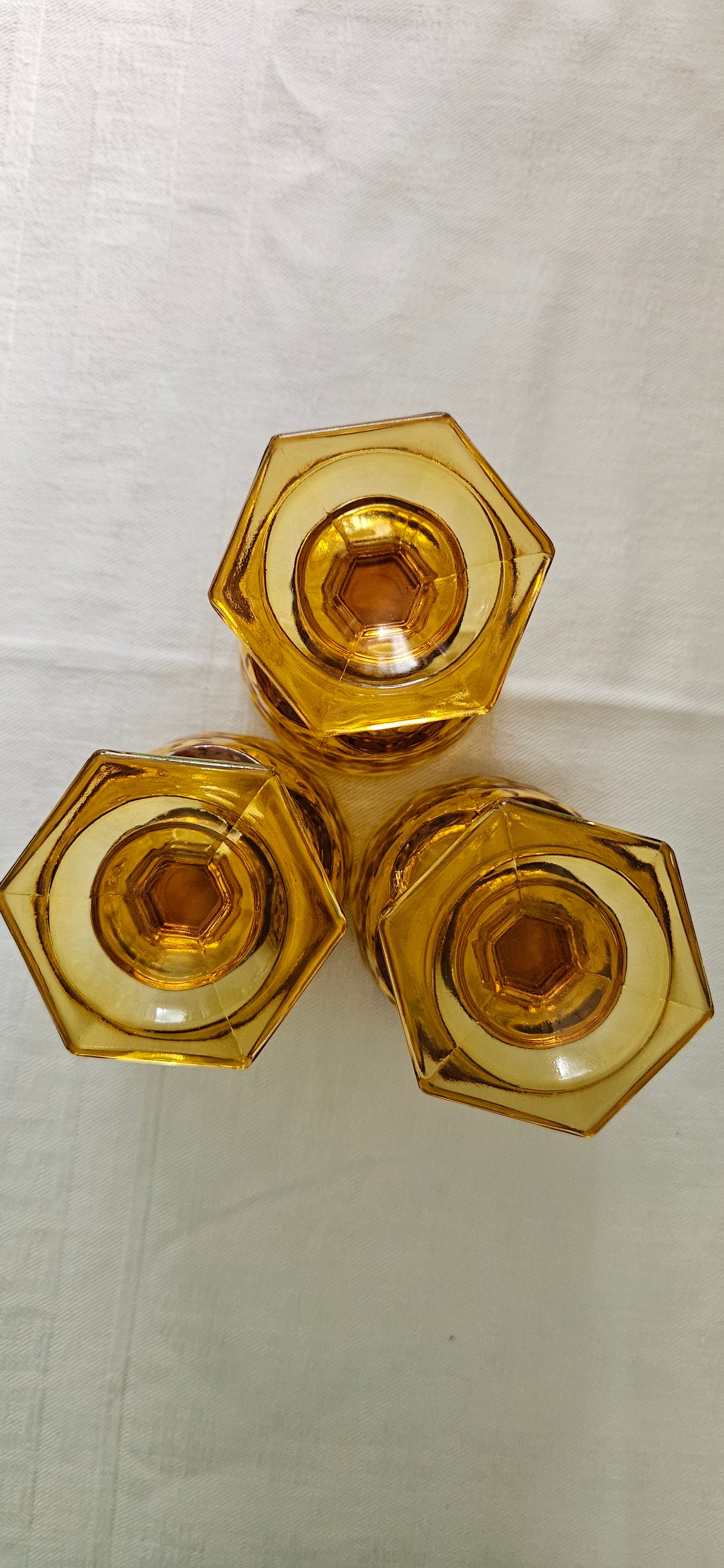 Lot de 6 verres sur pied ambrés vintage