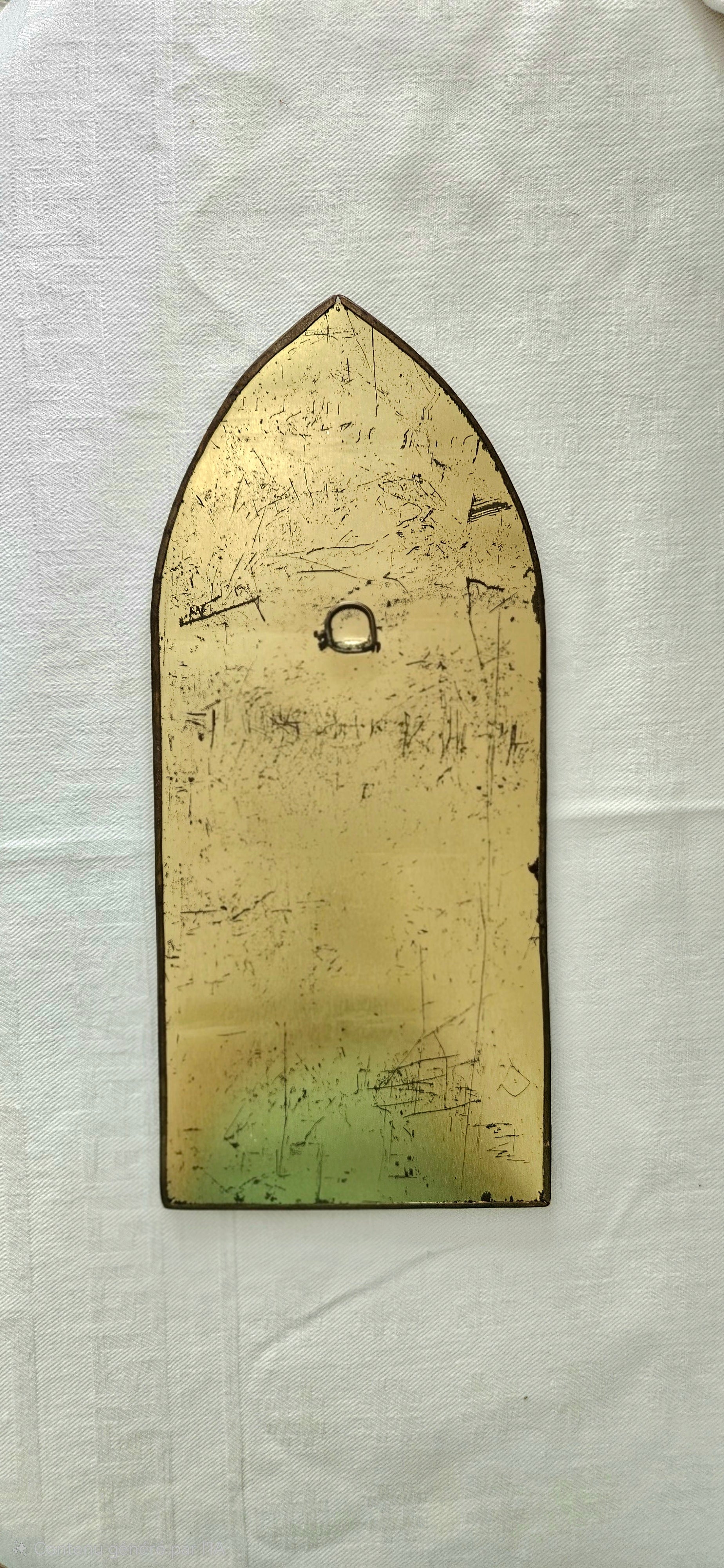 Petit miroir ancien forme arche - laiton