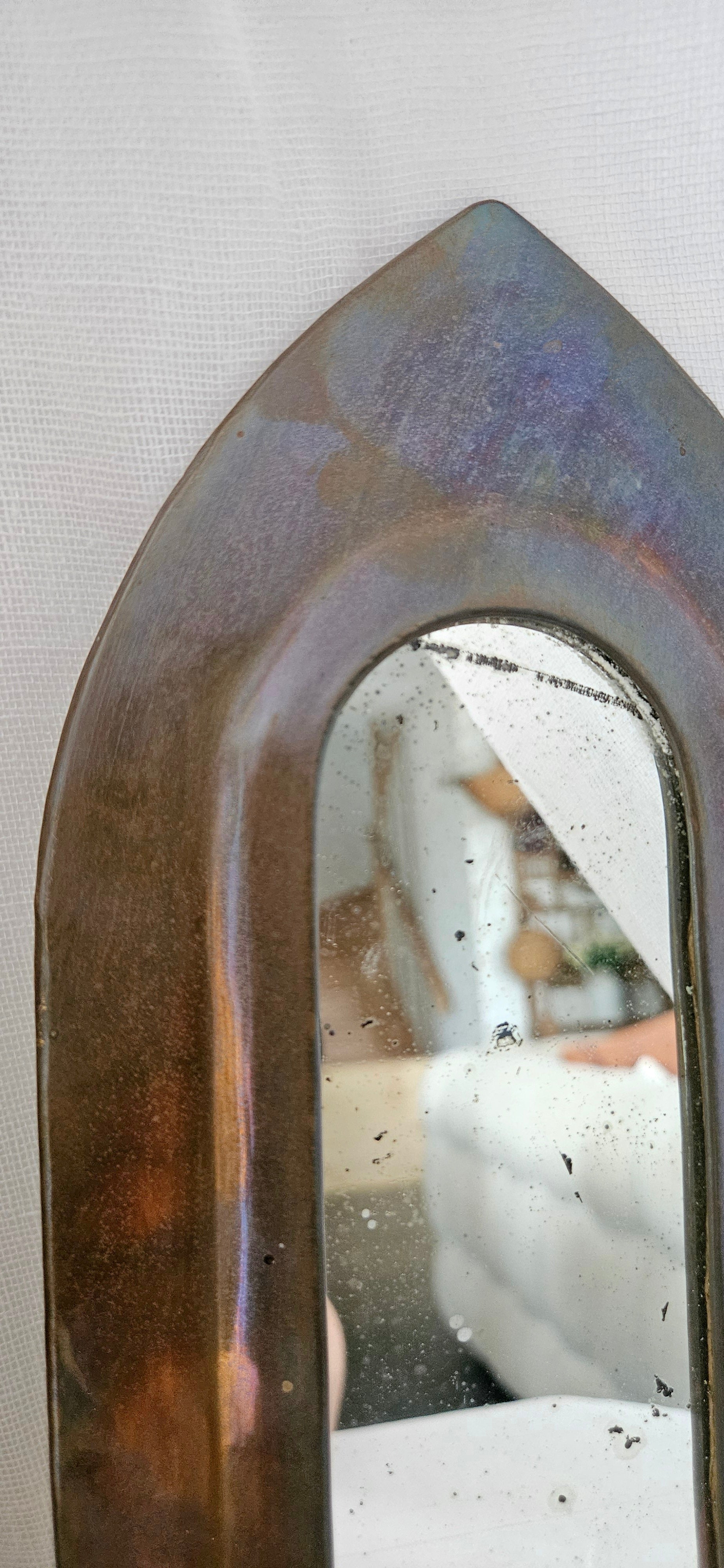 Petit miroir ancien forme arche - laiton