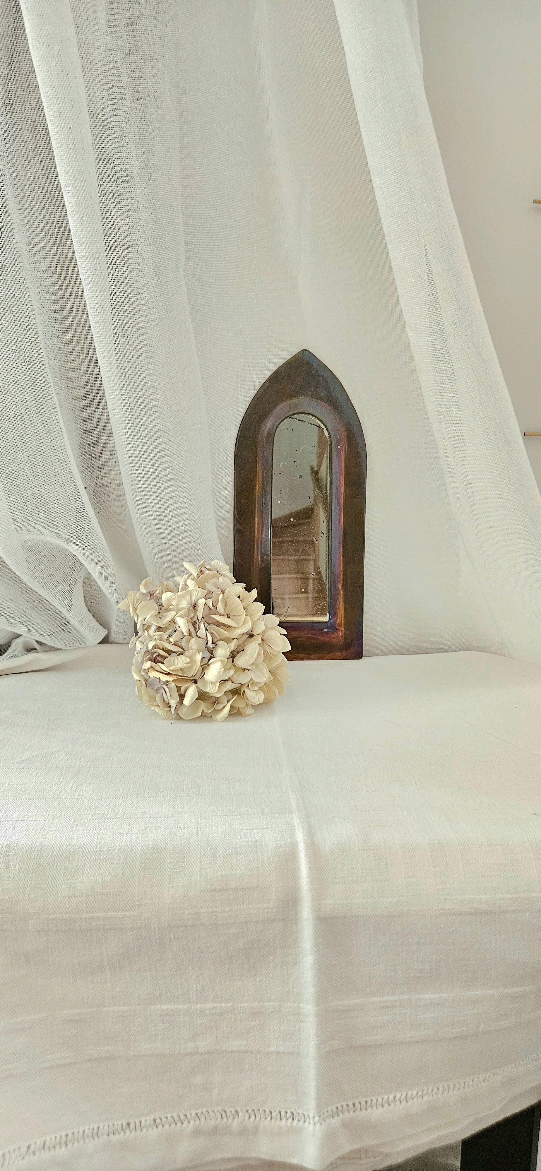 Petit miroir ancien forme arche - laiton
