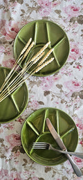Lot de 3 assiettes compartimentées Niderviller vintage vert olive