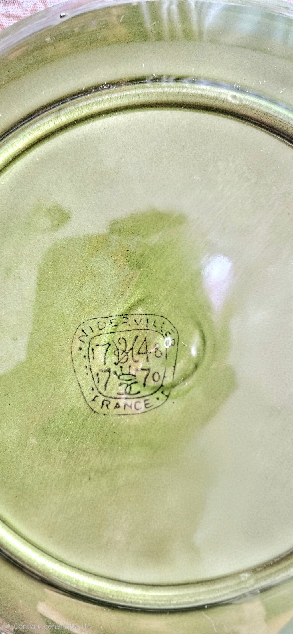 Lot de 3 assiettes compartimentées Niderviller vintage vert olive