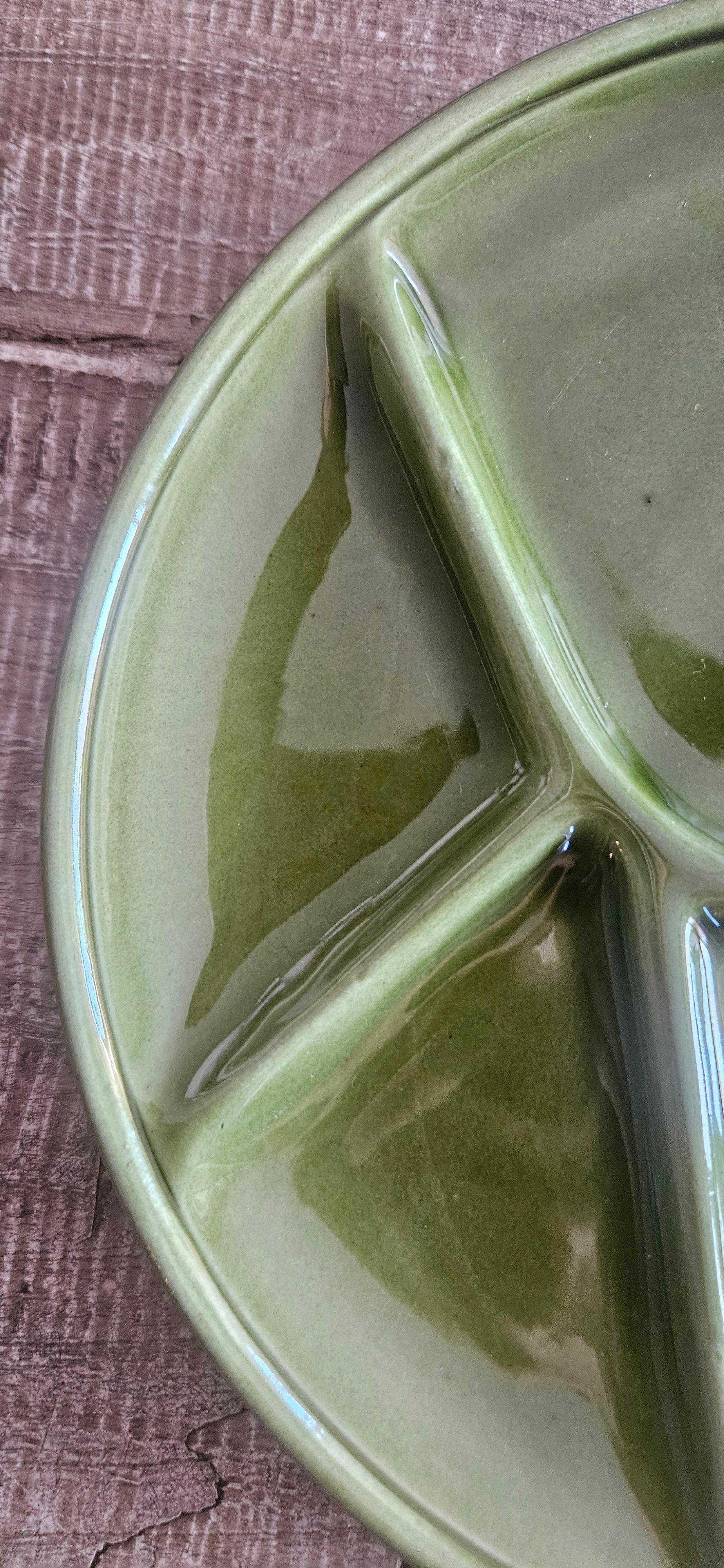 Lot de 3 assiettes compartimentées Niderviller vintage vert olive