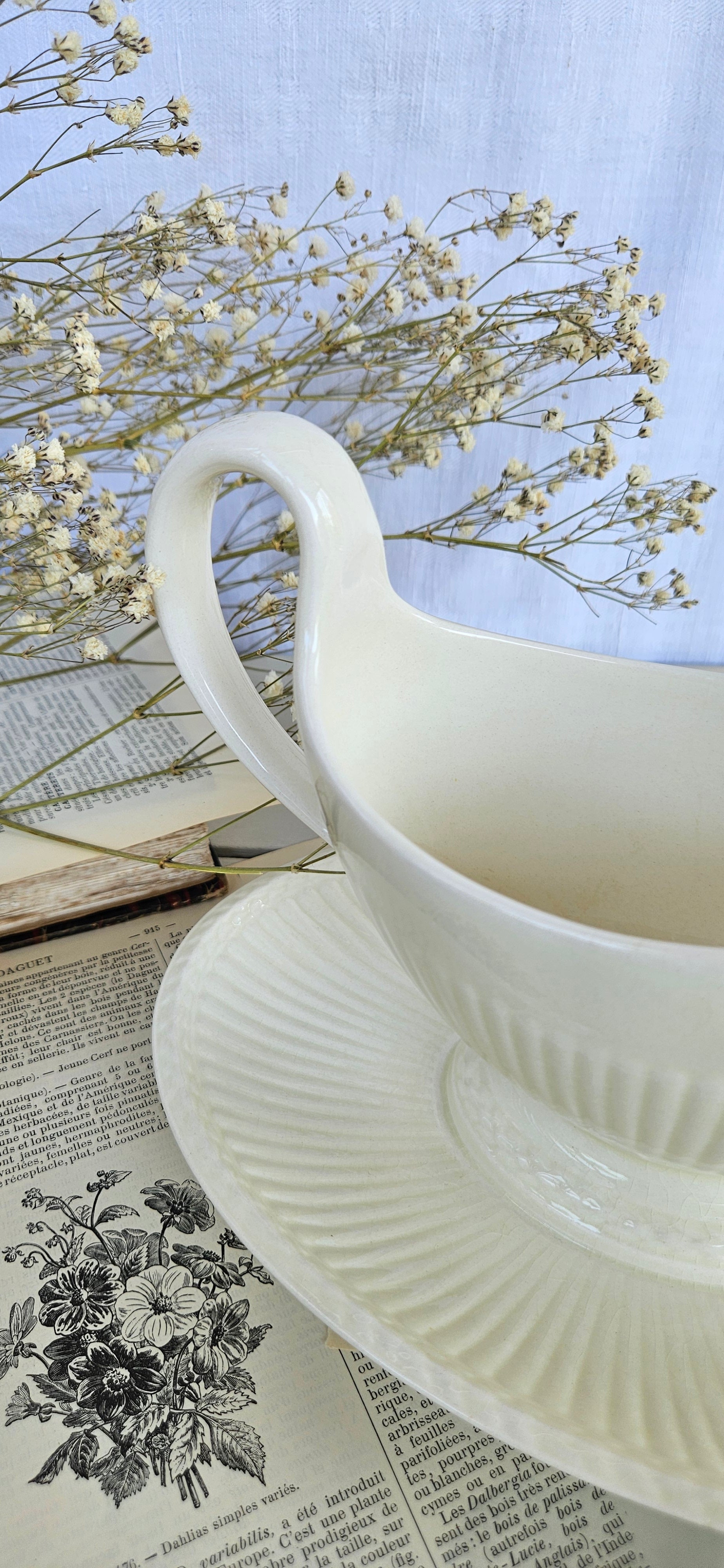 Saucière ancienne Wedgwood Edme avec son dormant