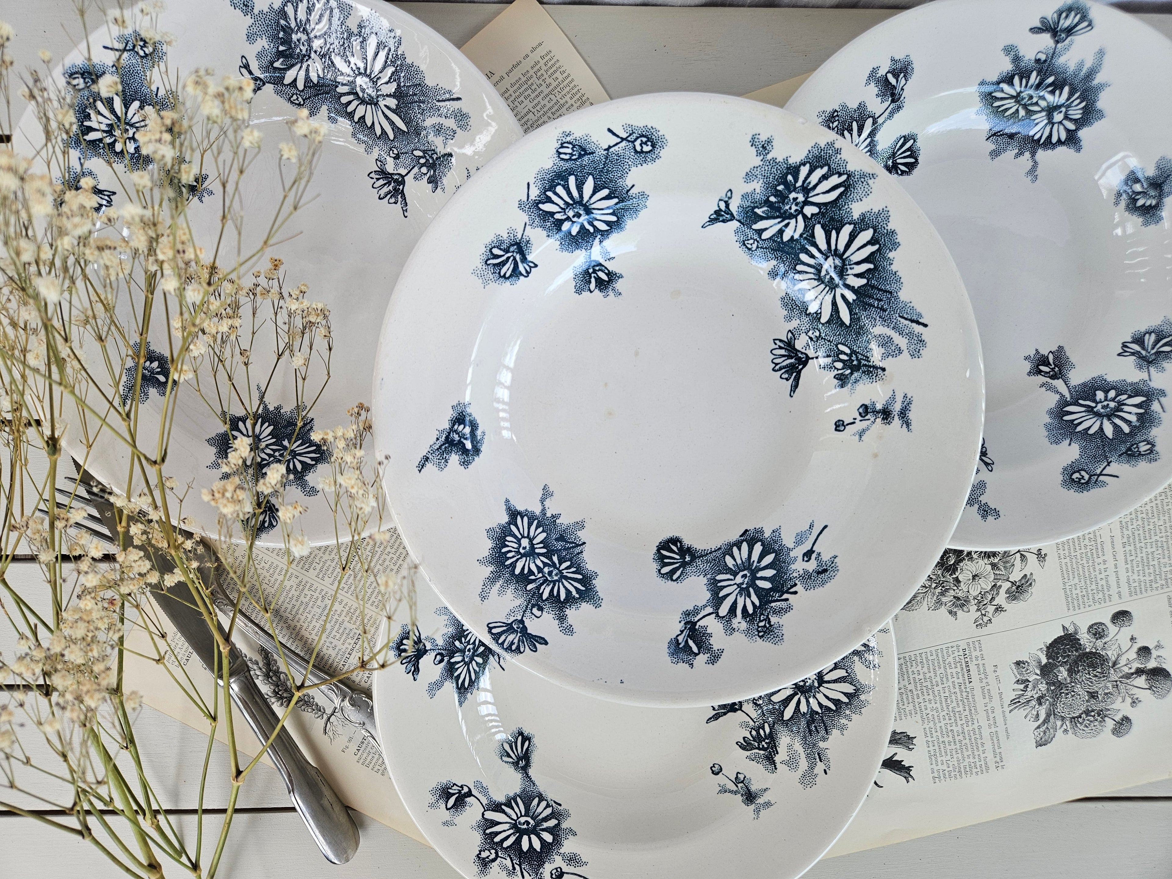 Assiette creuse Faïencerie Nouvelle Givors modèle Marguerite – Terre de fer