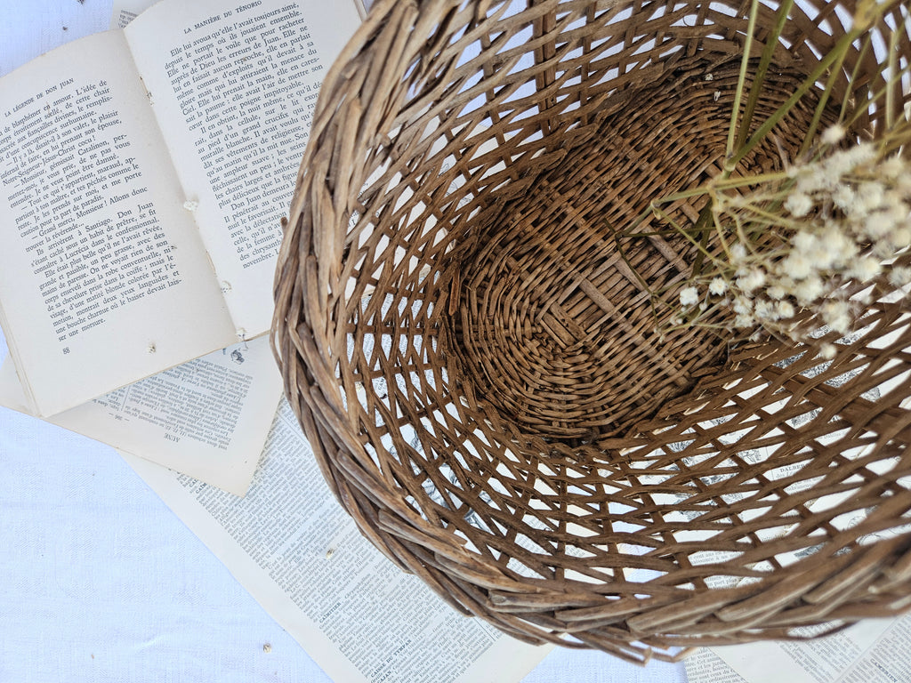 petit panier en osier tressé | Panier de marché vintage | Vannerie française