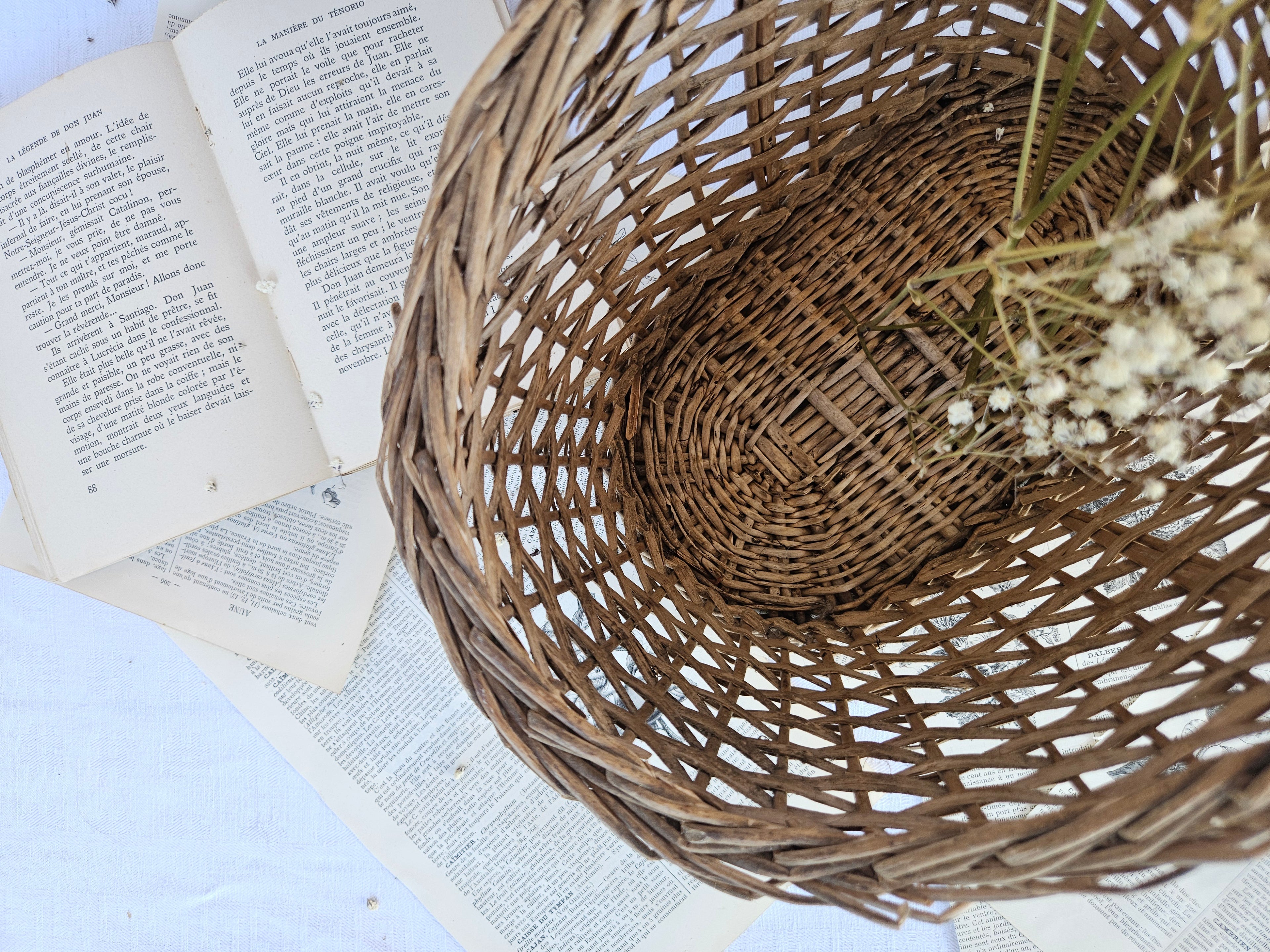 petit panier en osier tressé | Panier de marché vintage | Vannerie française