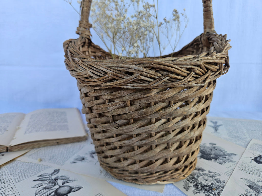 petit panier en osier tressé | Panier de marché vintage | Vannerie française