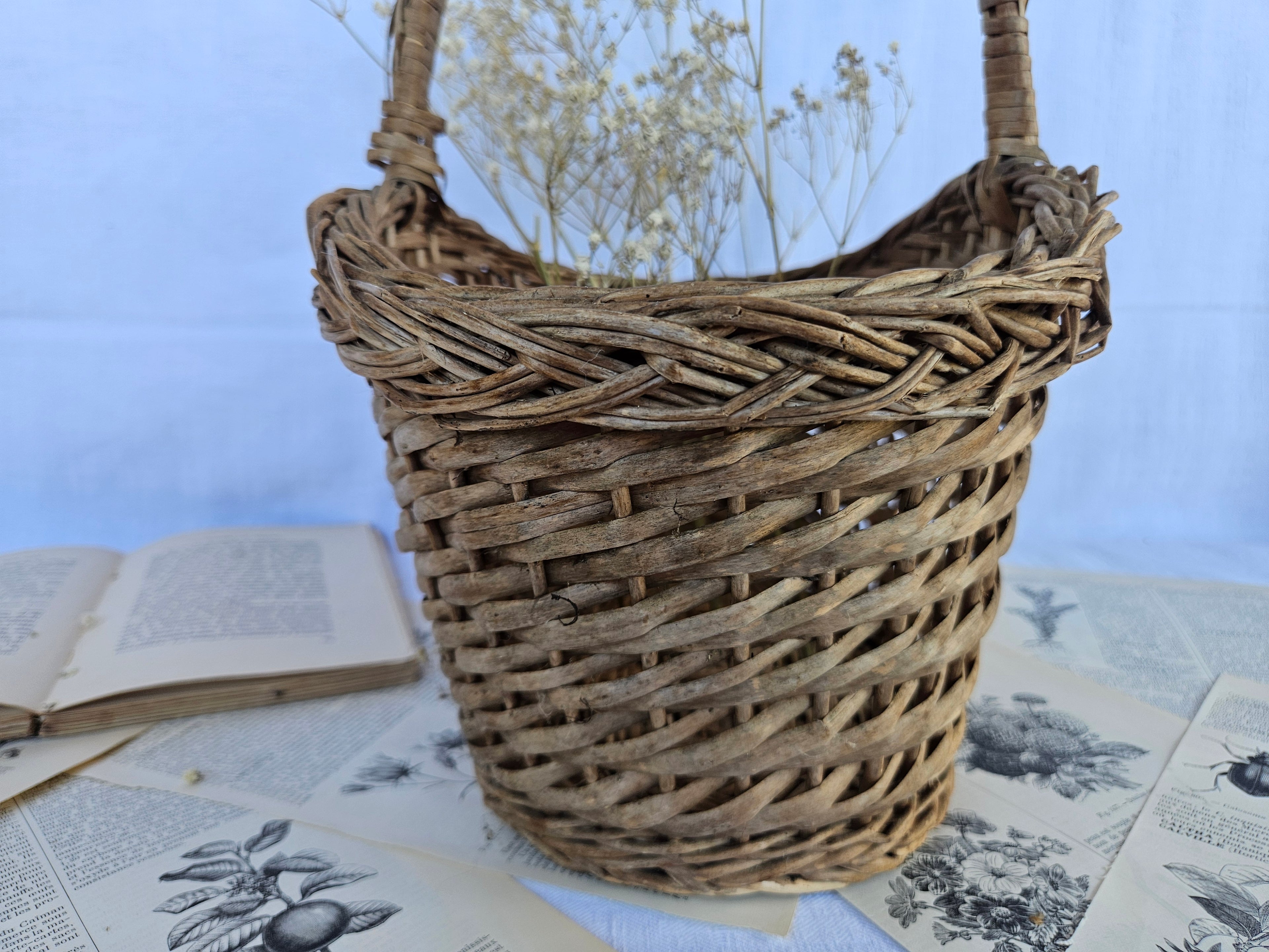 petit panier en osier tressé | Panier de marché vintage | Vannerie française