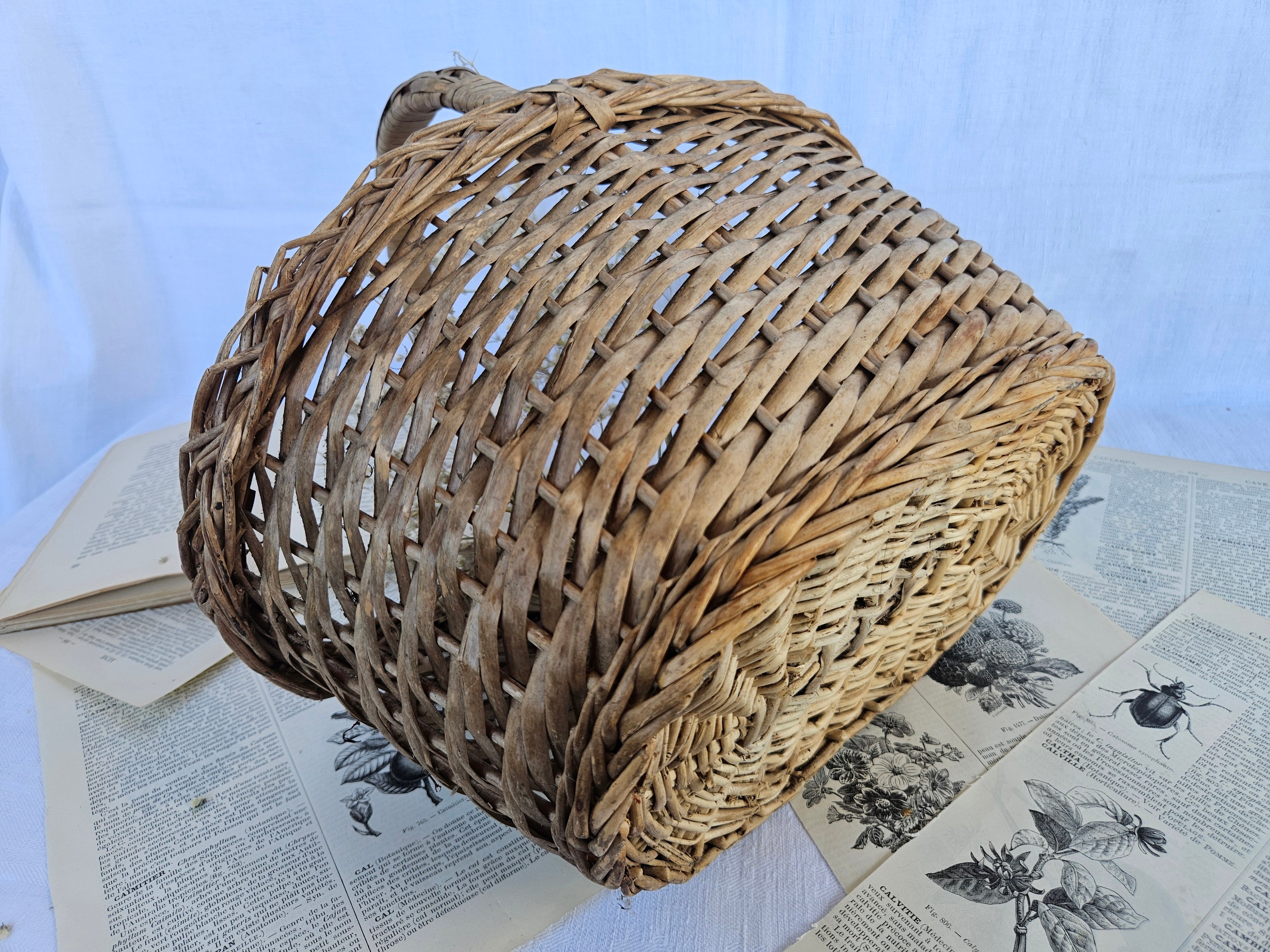 petit panier en osier tressé | Panier de marché vintage | Vannerie française