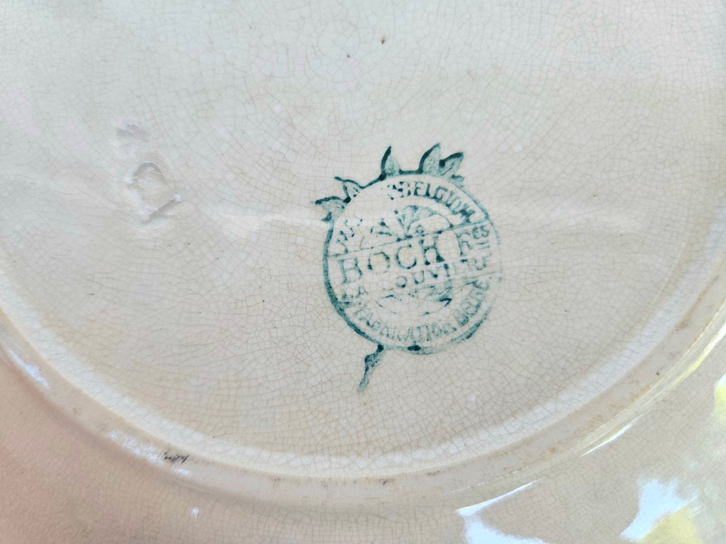 Duo d'assiettes à dessert anciennes Boch La Louvière | Faïence belge ivoire