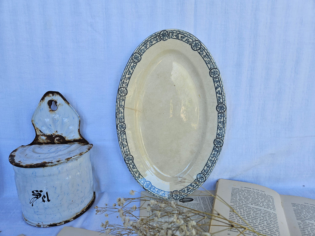 Grand plat ovale ancien E.C. Salins Bristol | Terre de fer française