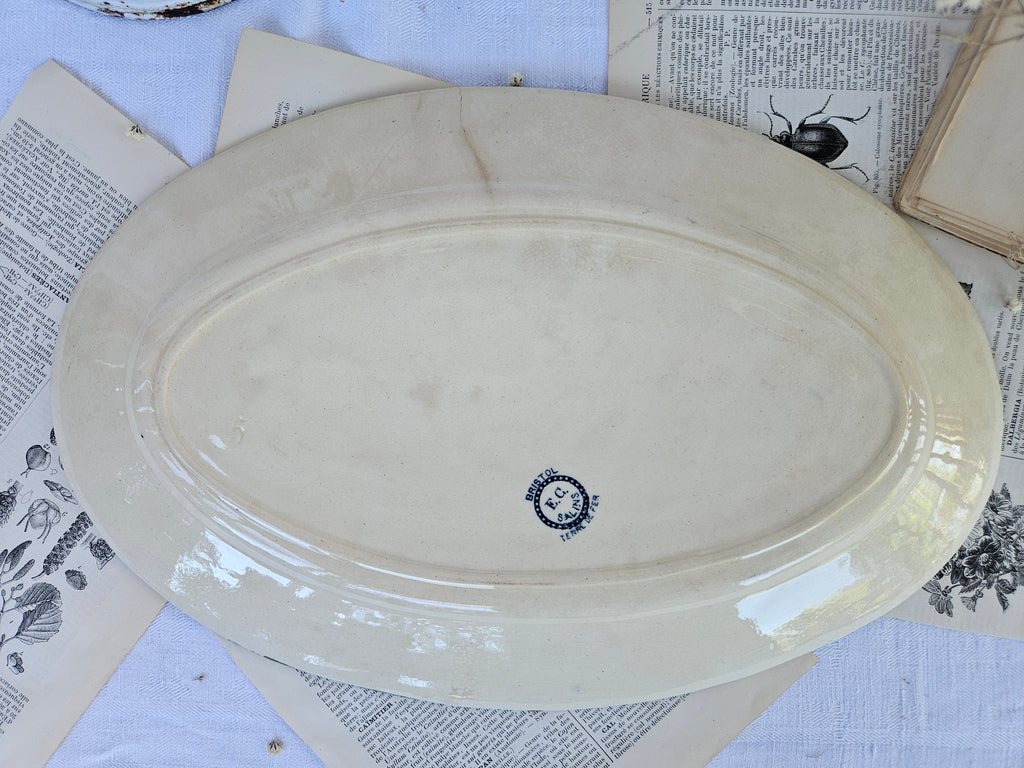Grand plat ovale ancien E.C. Salins Bristol | Terre de fer française