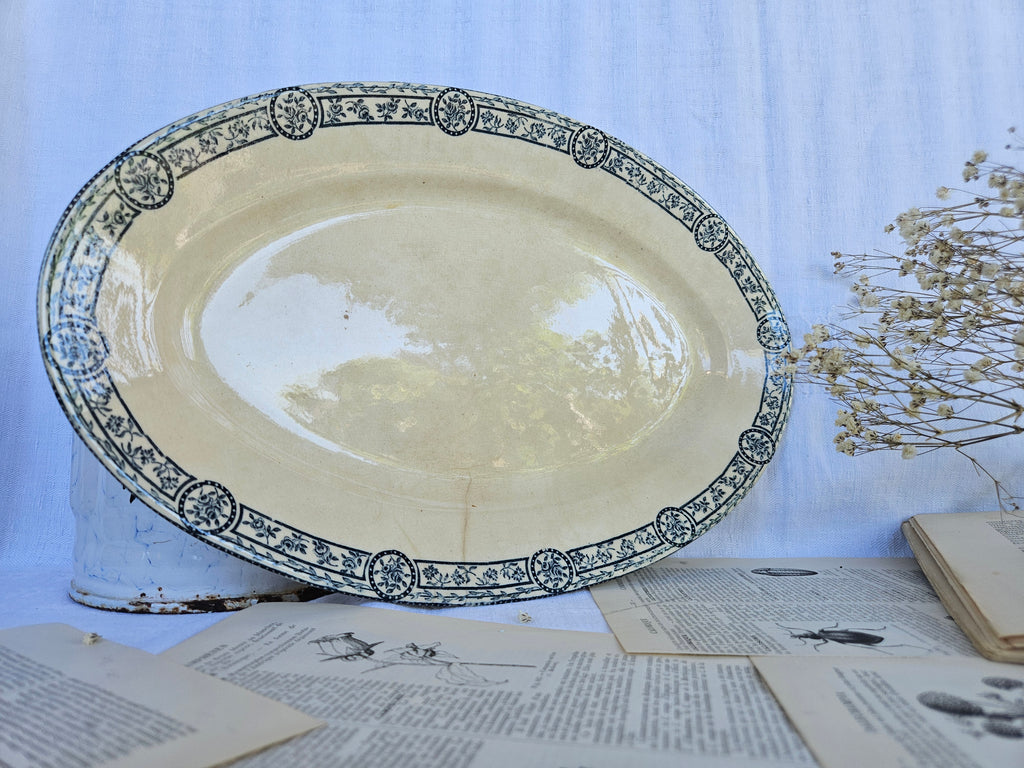 Grand plat ovale ancien E.C. Salins Bristol | Terre de fer française