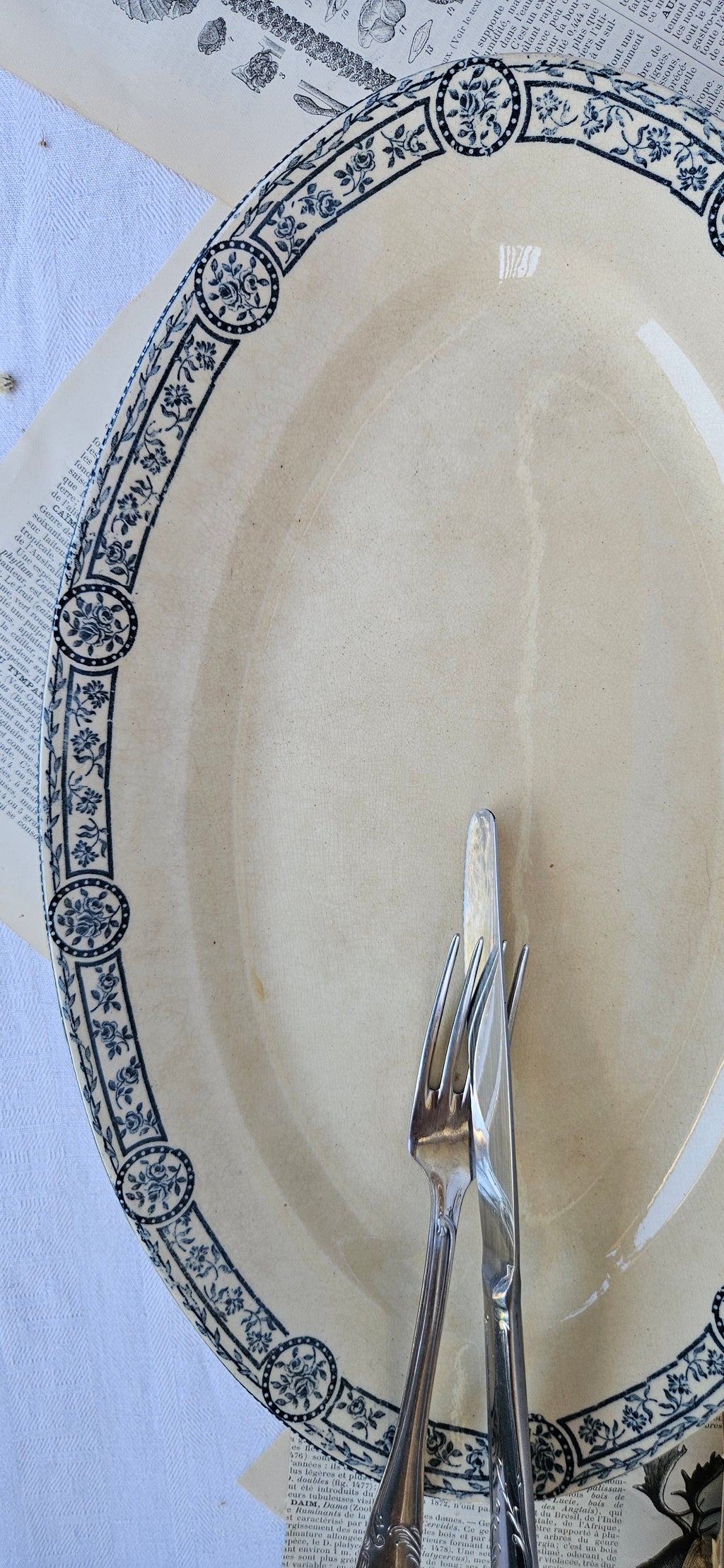 Grand plat ovale ancien E.C. Salins Bristol | Terre de fer française