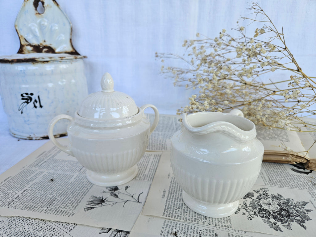 Wedgwood EDME Duo Pot à Lait et Sucrier Blanc Ivoire | Made in England