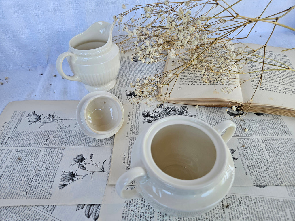 Wedgwood EDME Duo Pot à Lait et Sucrier Blanc Ivoire | Made in England