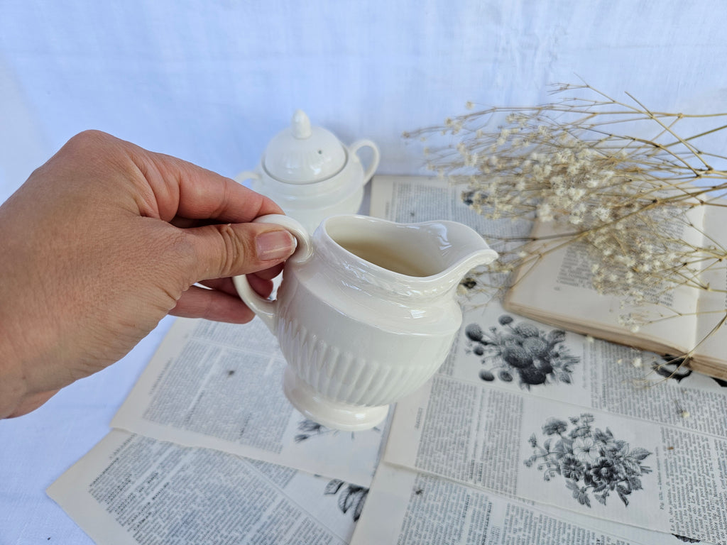 Wedgwood EDME Duo Pot à Lait et Sucrier Blanc Ivoire | Made in England