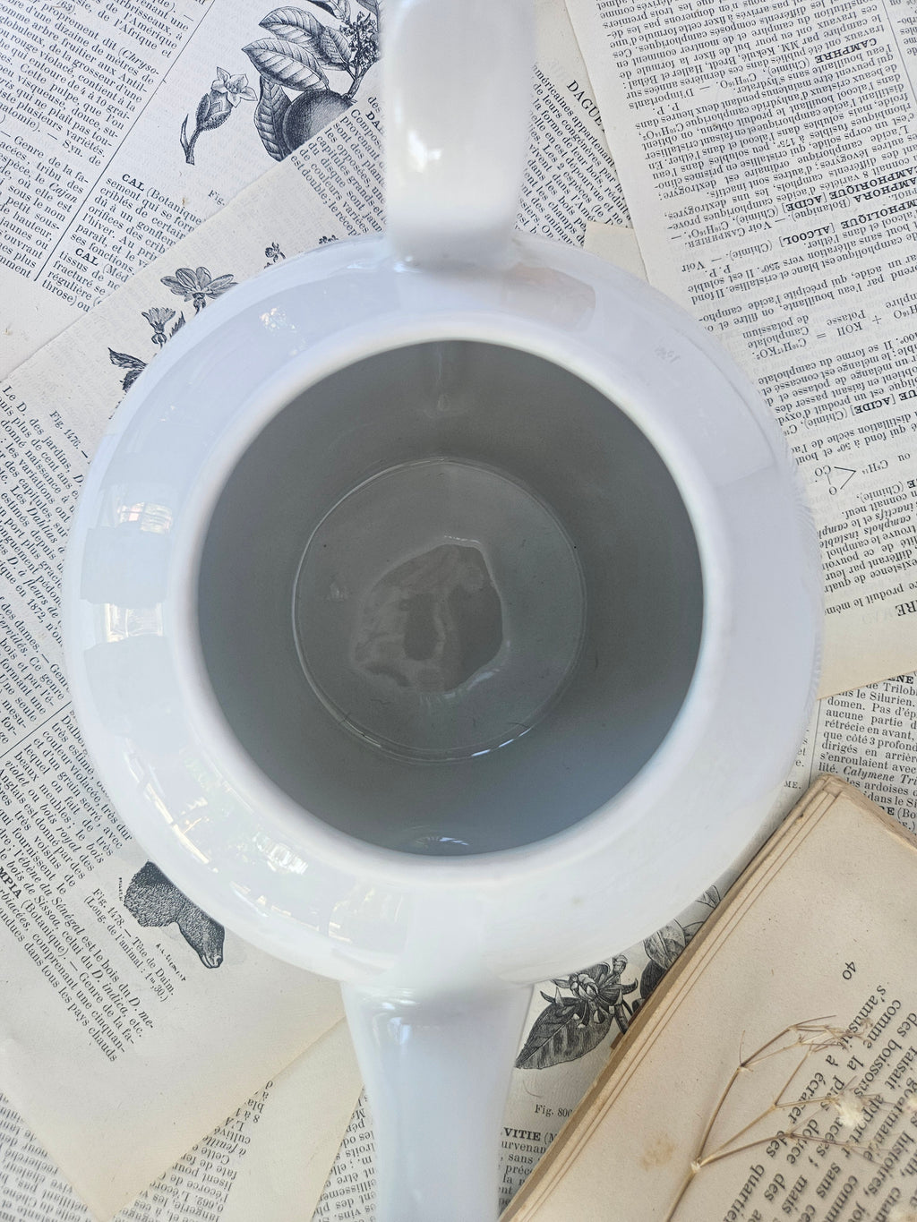 Théière vintage Apilco France avec soucoupe assortie | Porcelaine blanche | Service à thé français