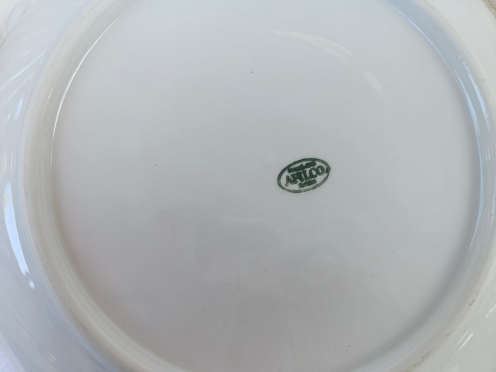Théière vintage Apilco France avec soucoupe assortie | Porcelaine blanche | Service à thé français