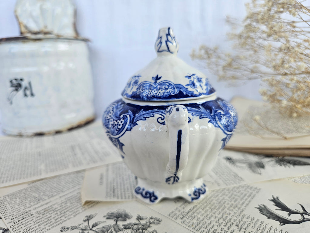 Sucrier ancien Boch Frères Keramis BFK Belgium bleu
