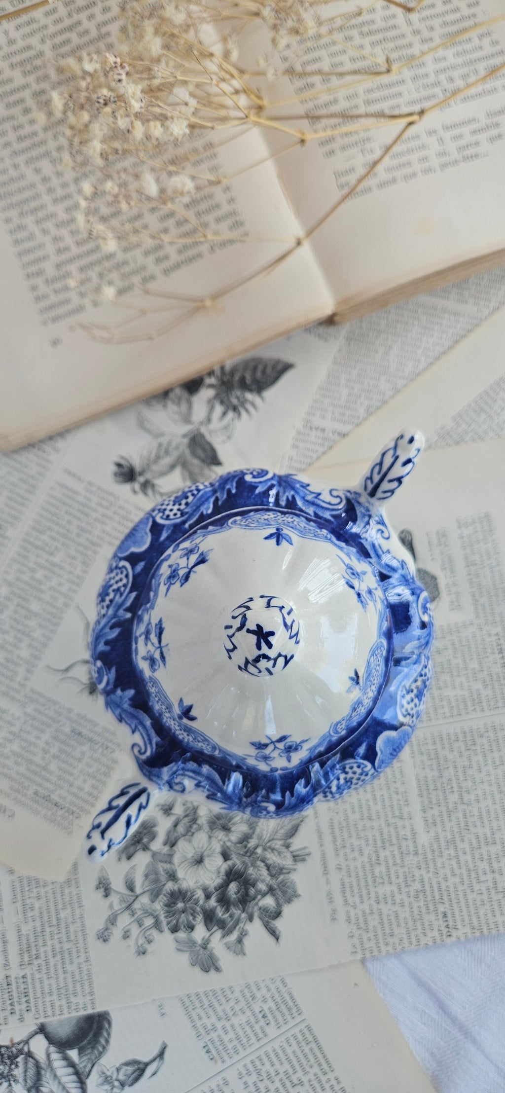 Sucrier ancien Boch Frères Keramis BFK Belgium bleu