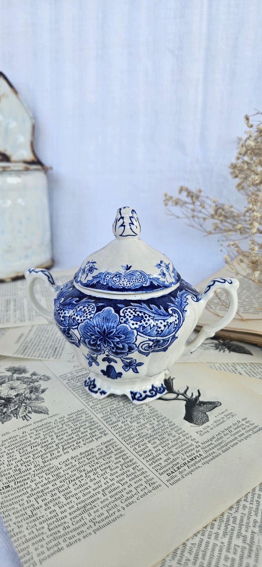 Sucrier ancien Boch Frères Keramis BFK Belgium bleu