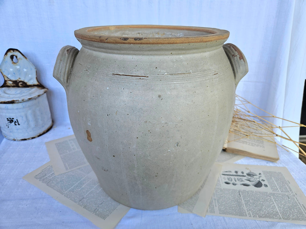 Très grand pot à confit ancien en grès français
