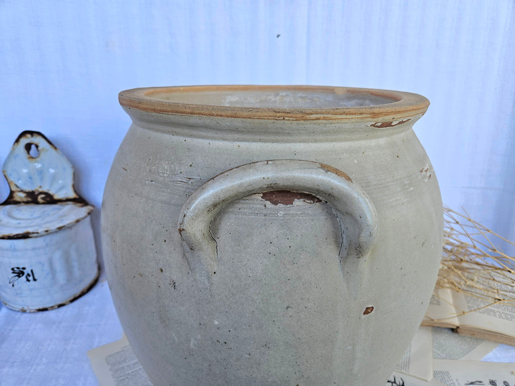 Très grand pot à confit ancien en grès français