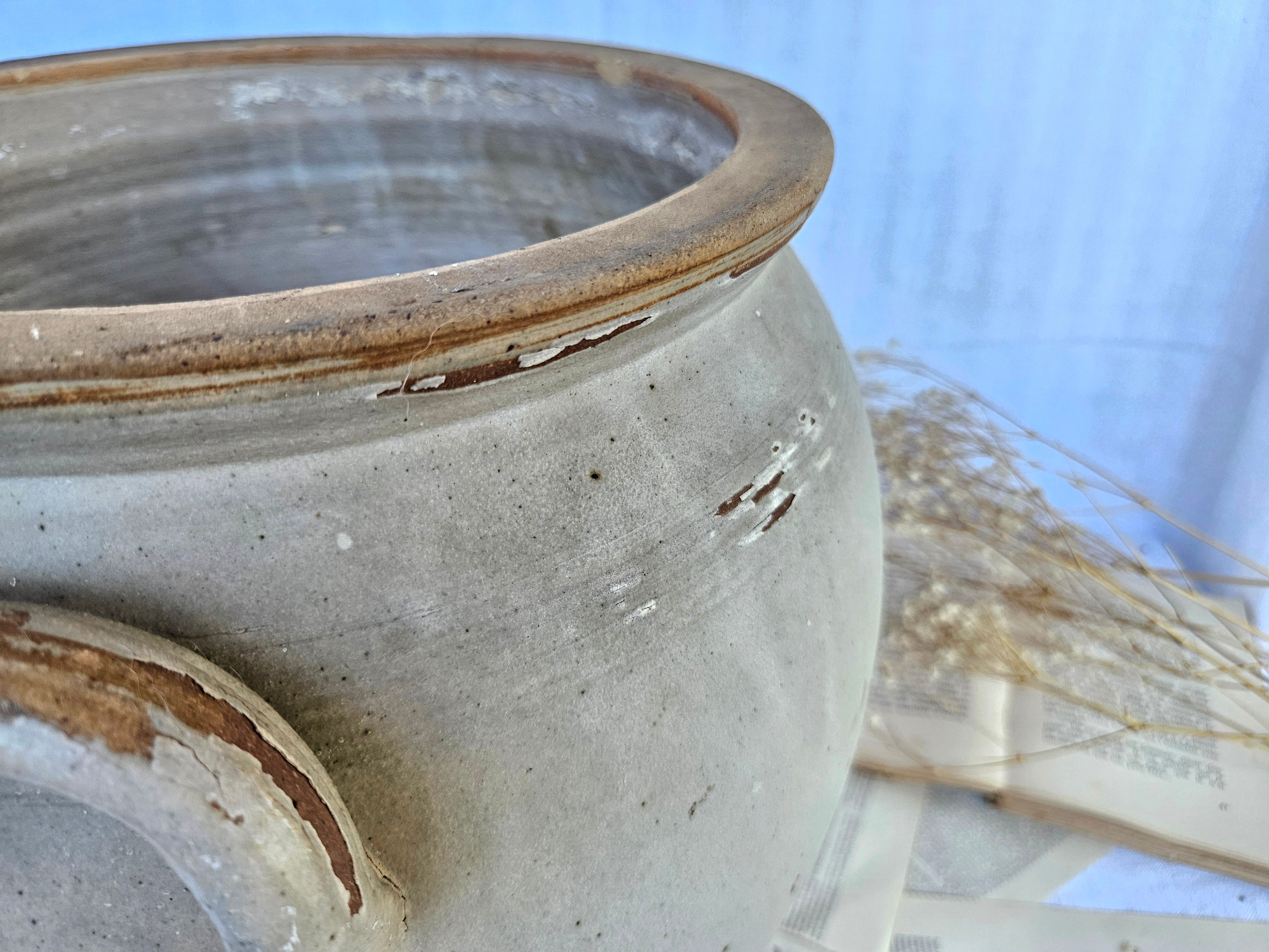 Très grand pot à confit ancien en grès français