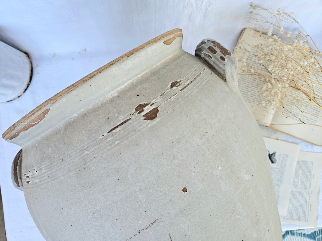 Très grand pot à confit ancien en grès français