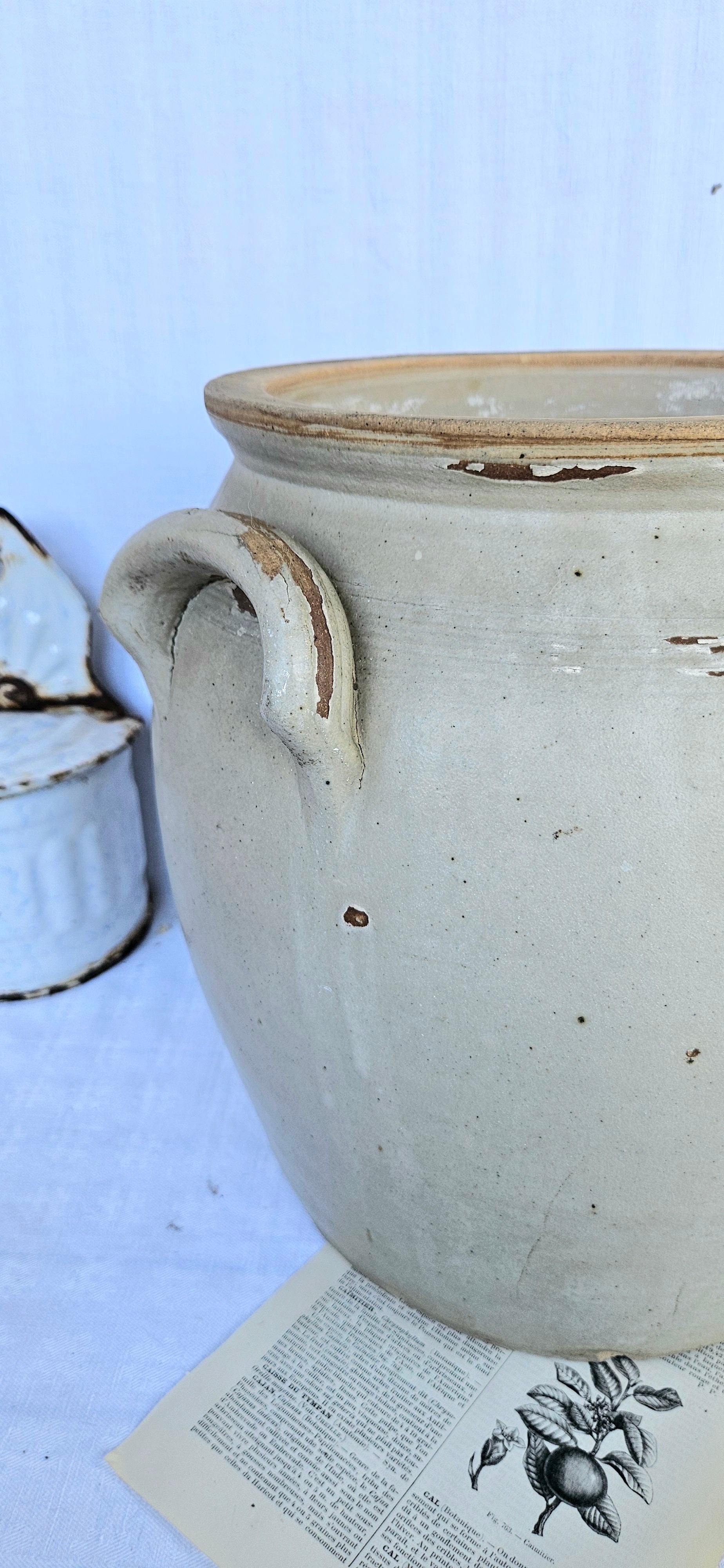 Très grand pot à confit ancien en grès français