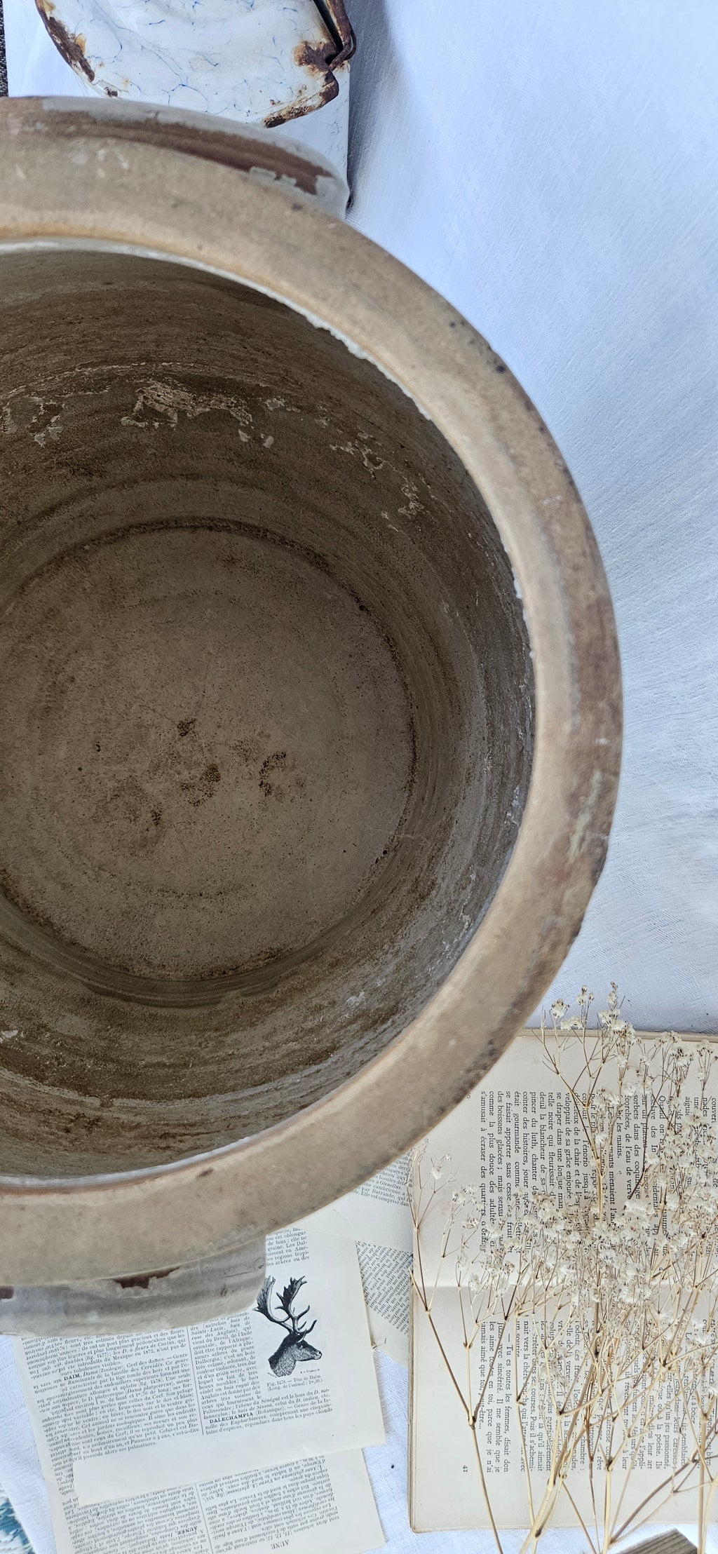 Très grand pot à confit ancien en grès français