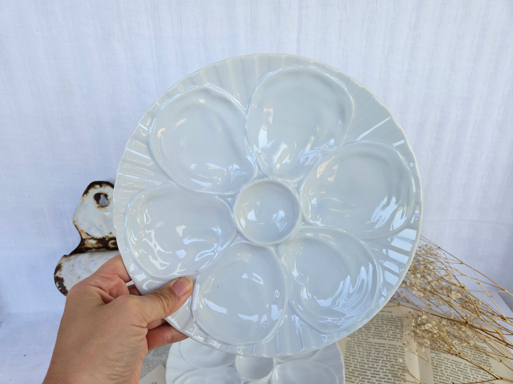 6 assiettes à huîtres Pillivuyt en porcelaine blanche