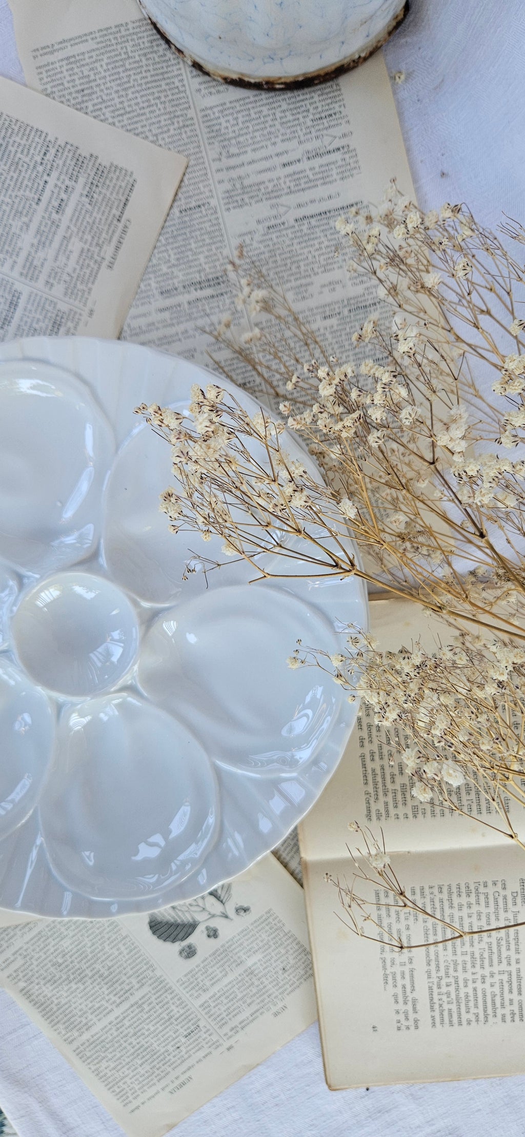 6 assiettes à huîtres Pillivuyt en porcelaine blanche