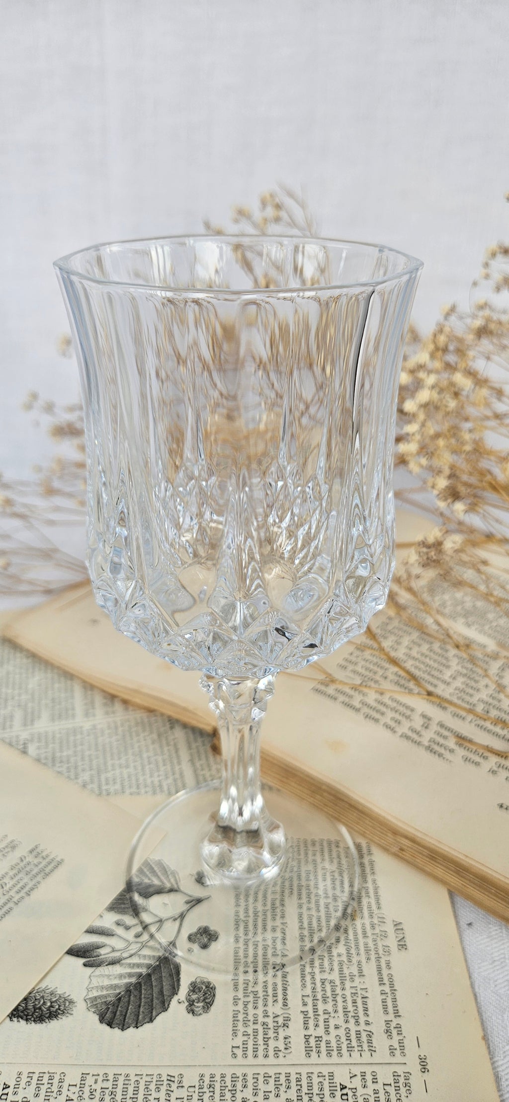 Lot de 4 grands verres à vin/eau vintage en verre taillé