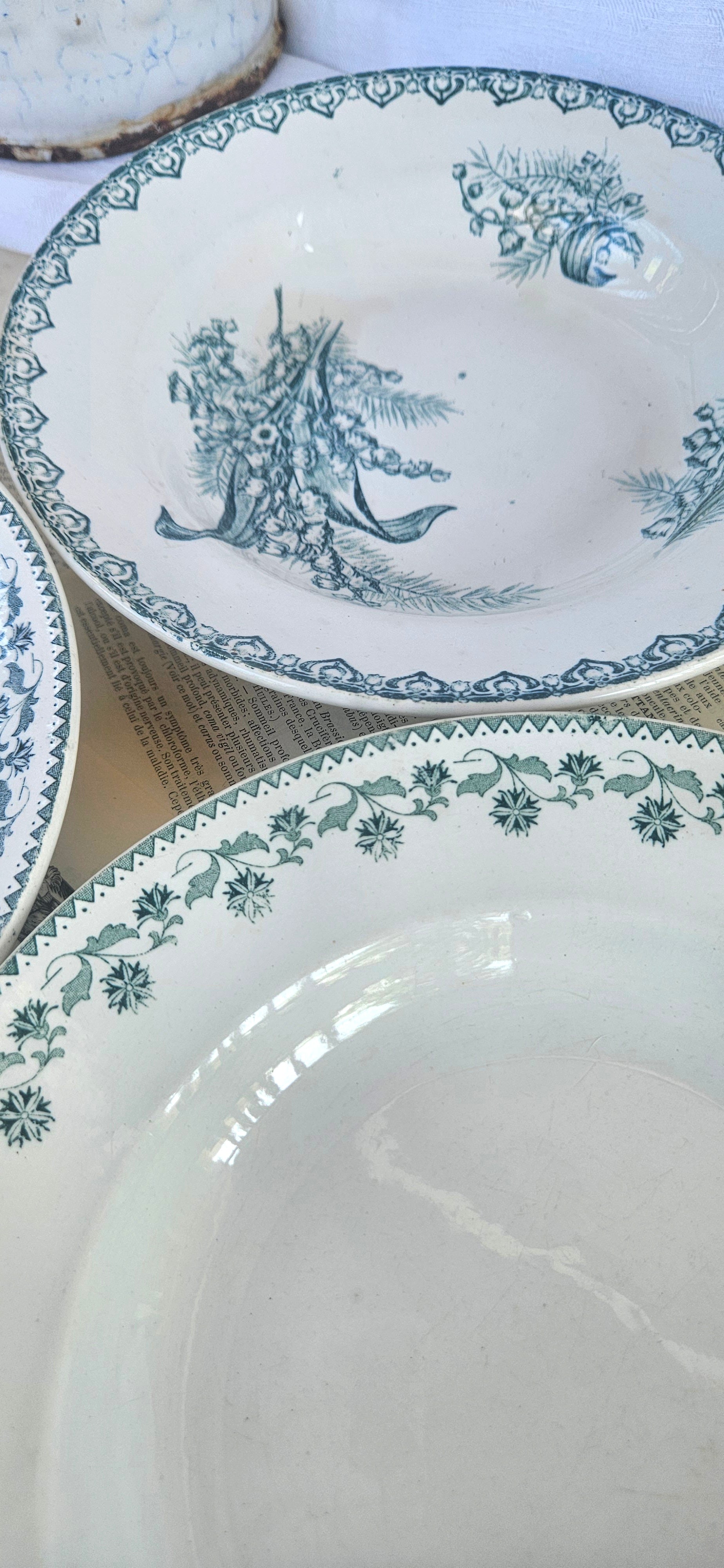 Lot de 3 assiettes creuses anciennes Terre de Fer