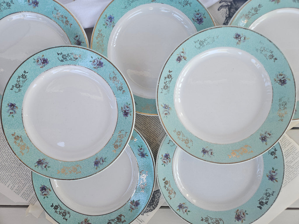 Assiette à dessert Badonviller ancienne turquoise