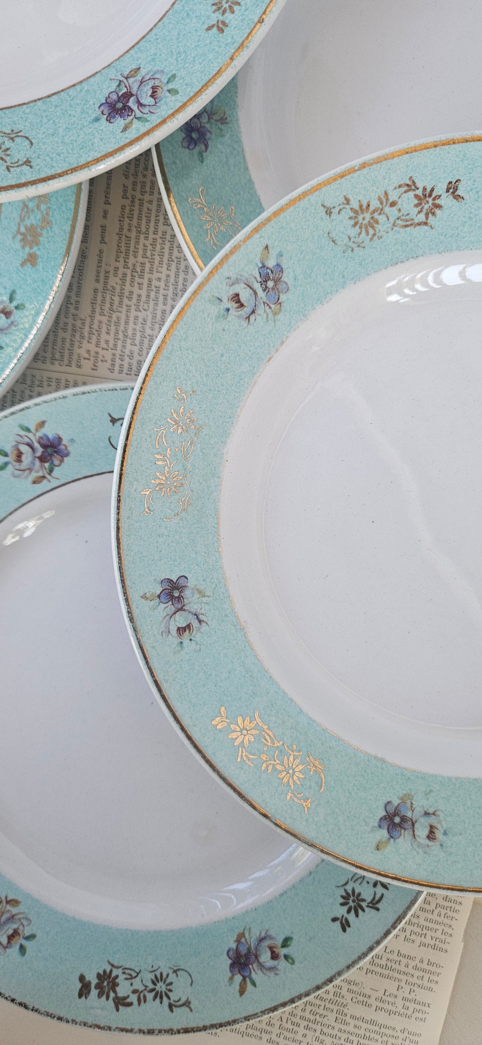 Assiette à dessert Badonviller ancienne turquoise
