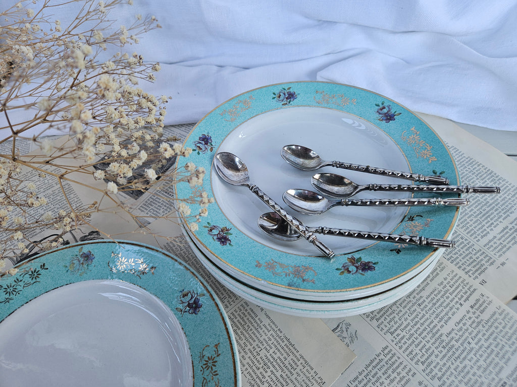 Assiette à dessert Badonviller ancienne turquoise