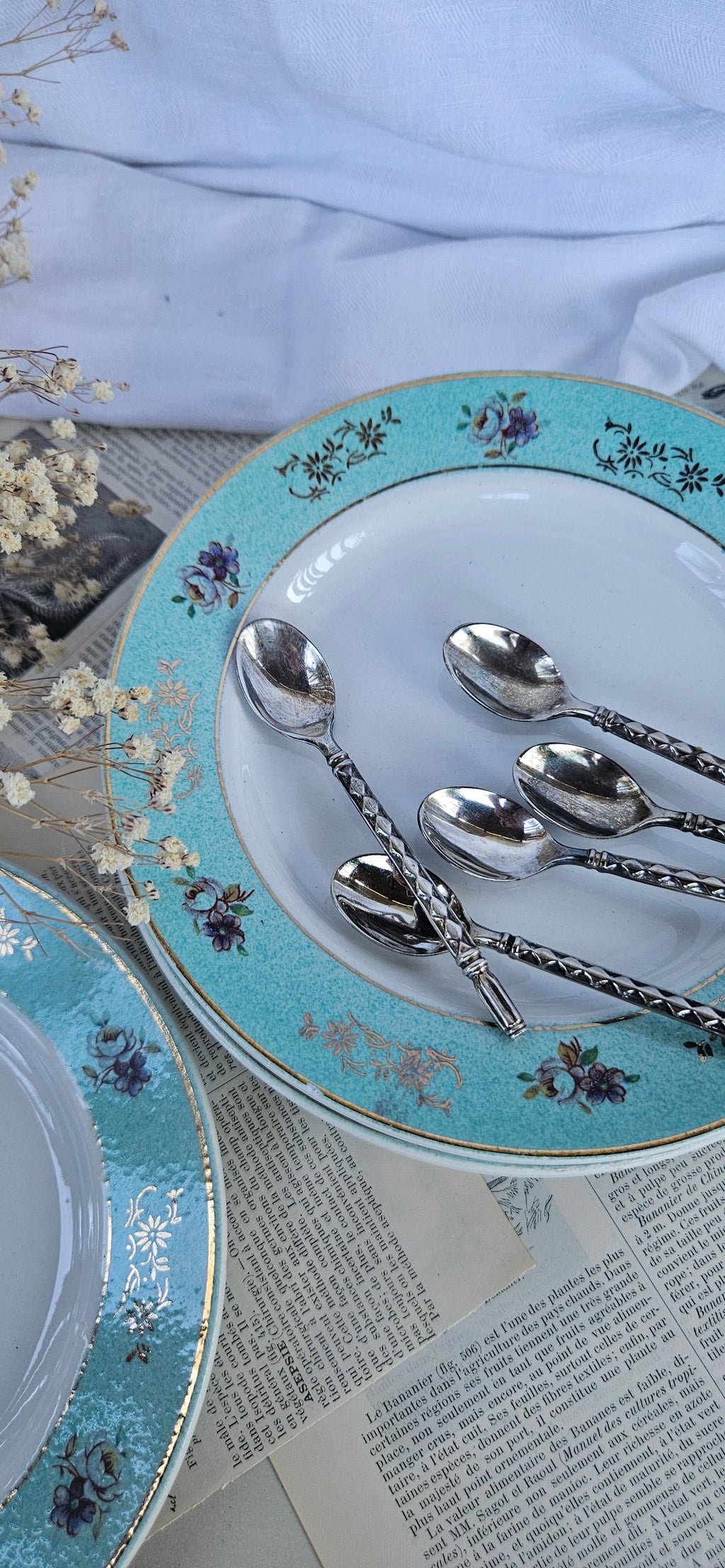 Assiette à dessert Badonviller ancienne turquoise