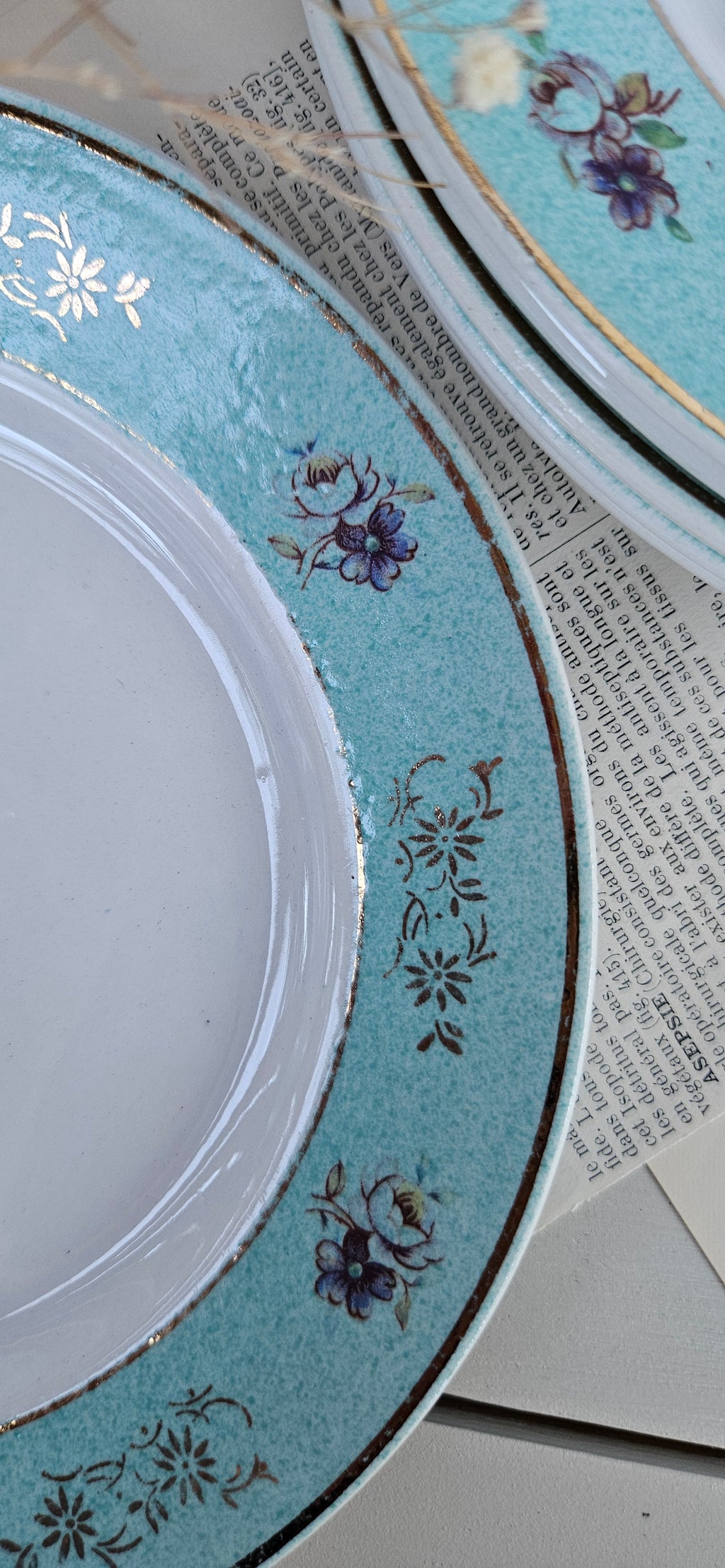 Assiette à dessert Badonviller ancienne turquoise