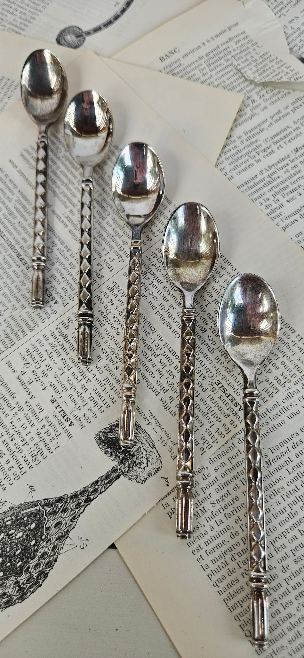 Lot de 5 petites cuillères anciennes en métal argenté
