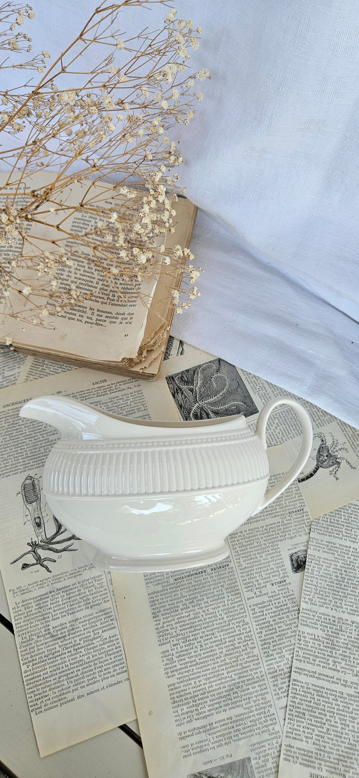 Saucière Wedgwood Windsor en faïence blanche côtelée