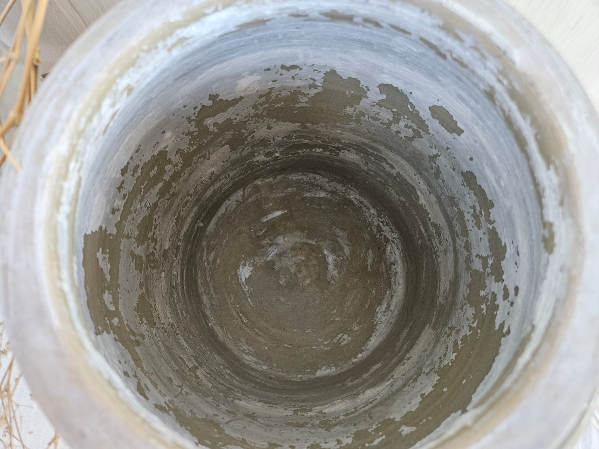 Pot à graisse en grès émaillé beige à anses 25 cm