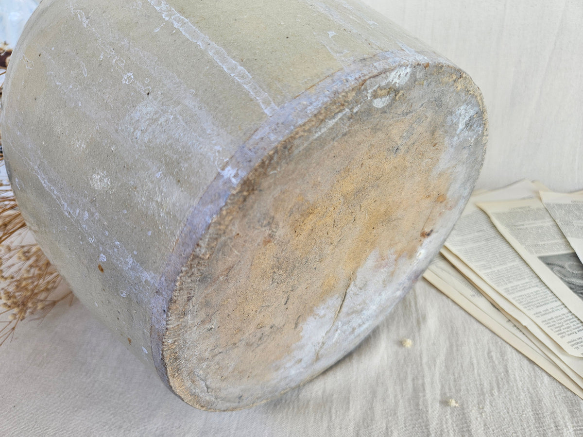 Pot à graisse en grès émaillé beige à anses 25 cm