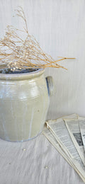 Pot à graisse en grès émaillé beige à anses 25 cm