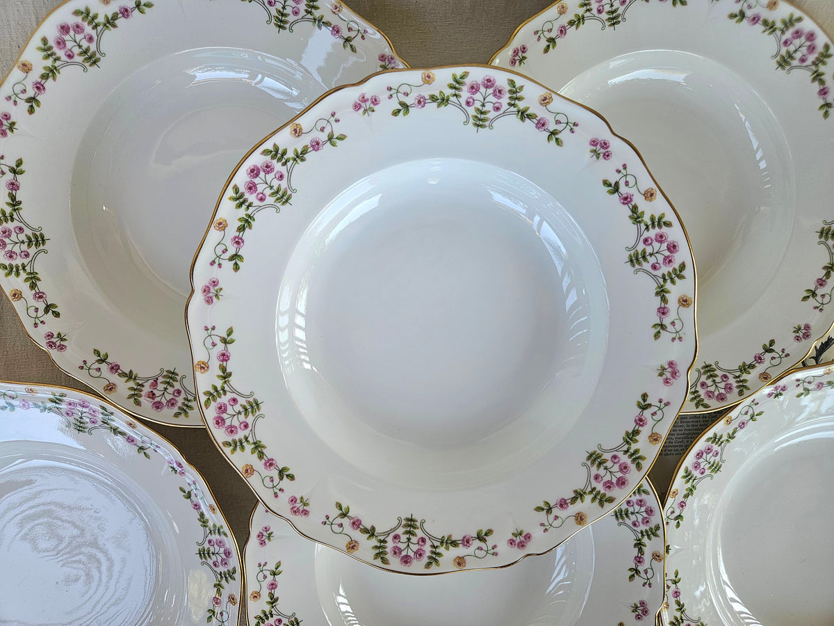 6 Assiettes creuses en porcelaine de Limoges