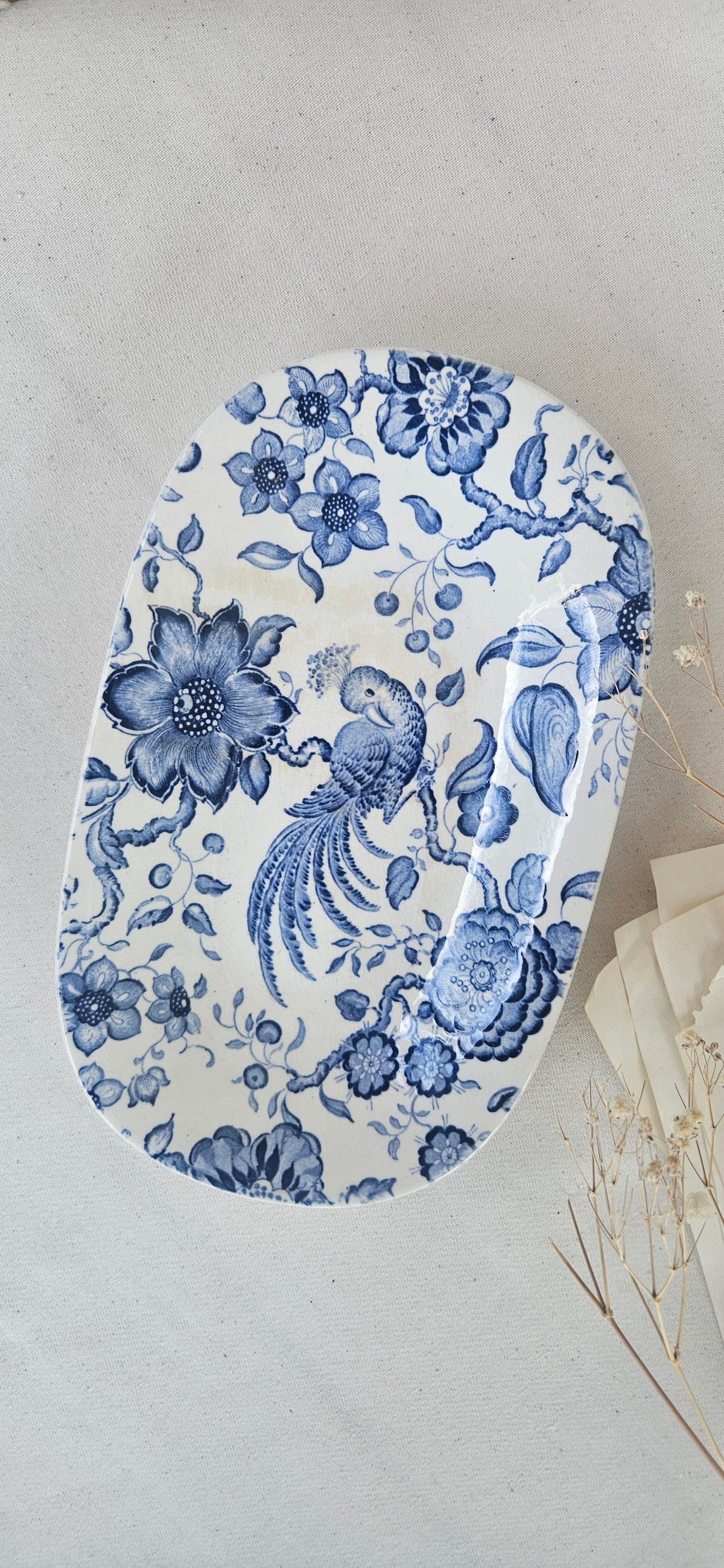 Ravier ancien Villeroy & Boch Paradiso bleu et blanc